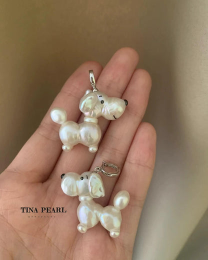 TINA Jewelry Creative Pearl collection, natural pearl made pearl dog pendant, handmade