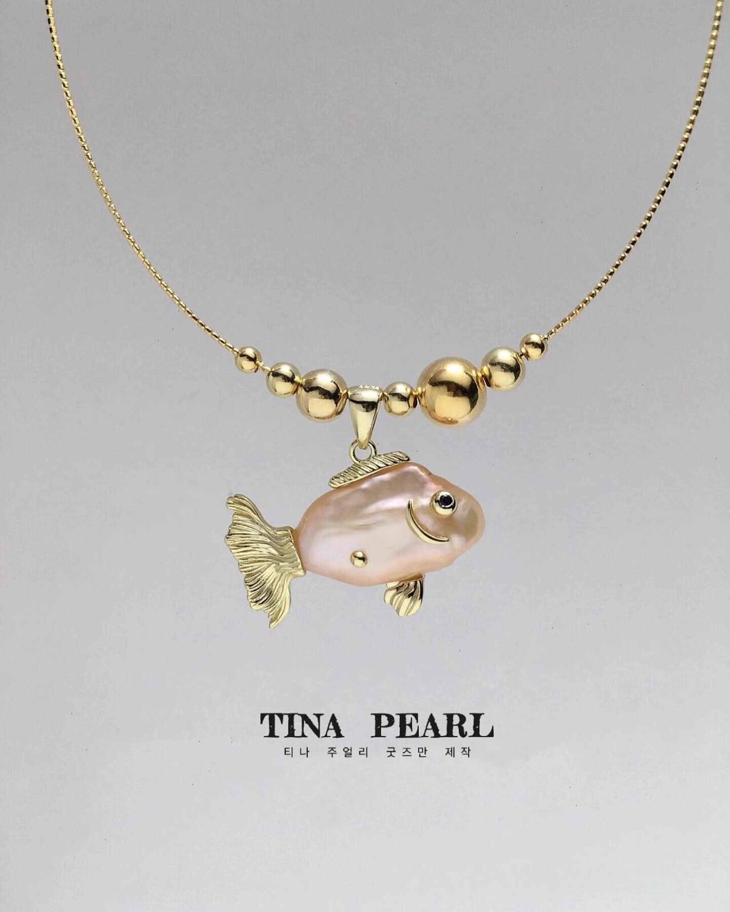 2024 Tina pearl creative sliver gold plated natural pearls shiny color cute sea fishes