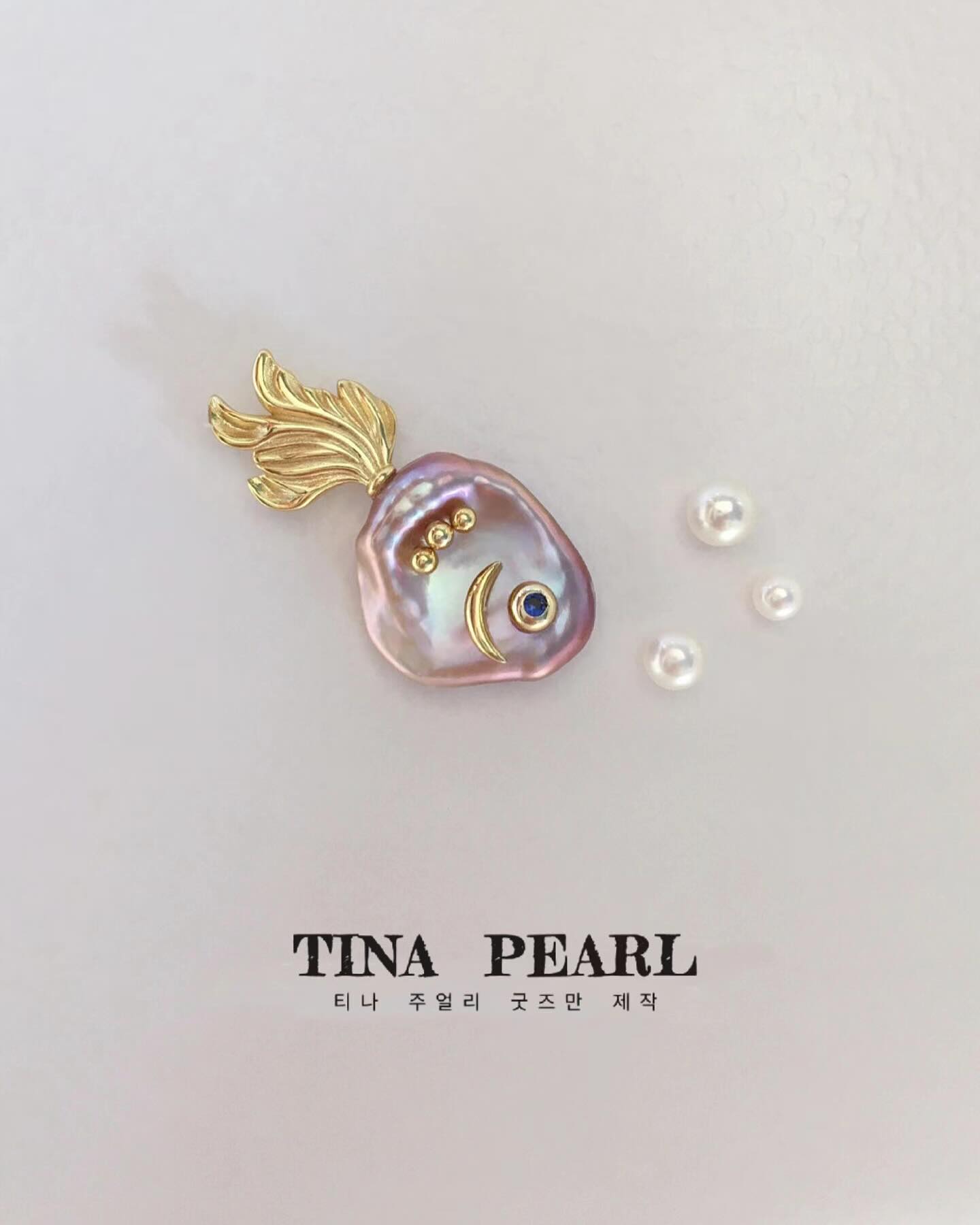 2024 Tina pearl creative sliver gold plated natural pearls shiny color cute sea fishes